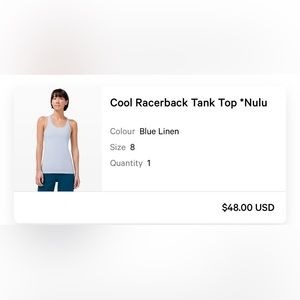 Lululemon cool racer back top NULU